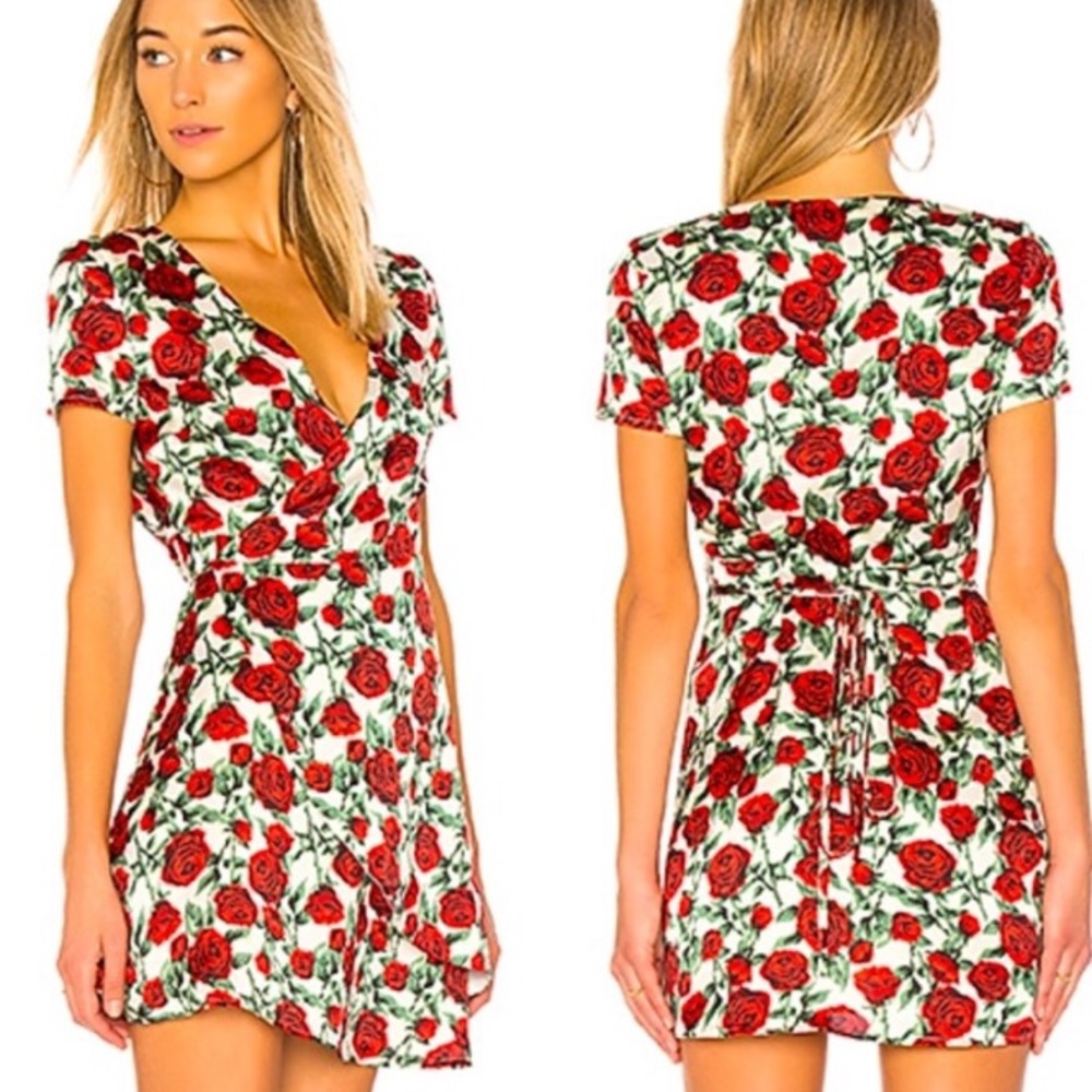 WYLDR red rose wrap dress